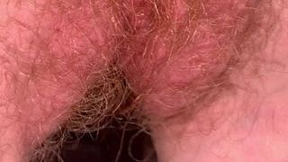 Black dildo fucking hairy pussy