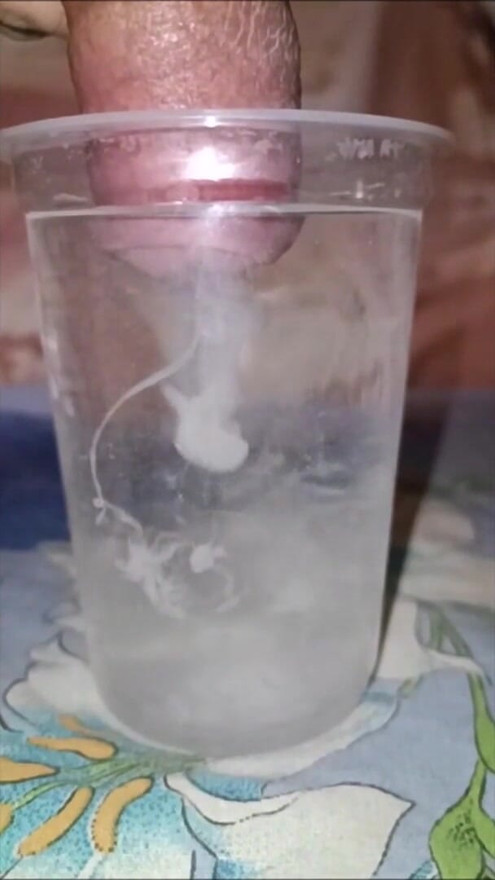 I release white swirling clouds of thick semen into the water in slow motion | Clip 1