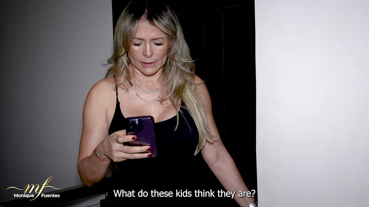 I catch my stepdaughter having sex with her boyfriend and I join in so they can fuck my pussy - Monique Fuentes, Andrea Castro a