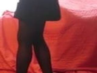 Petticoat, black stockings and high heel