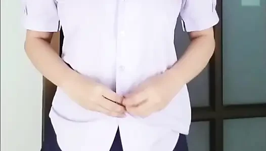 A sexually aroused high school girl was playing with her genitals using a vibrator in front of the school bathroom. RealThaiSolo