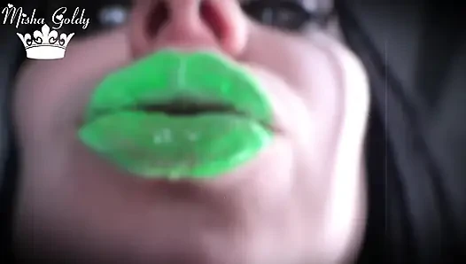 Mesmerized phosphoric glossy green lips