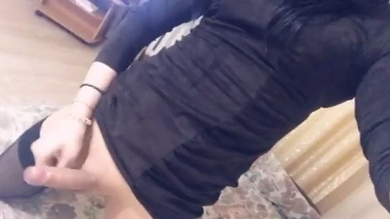 TRANS girl shows off her cock