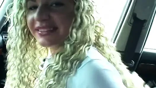 Pierced Pussy Dildo Stretch Squirting in The Car