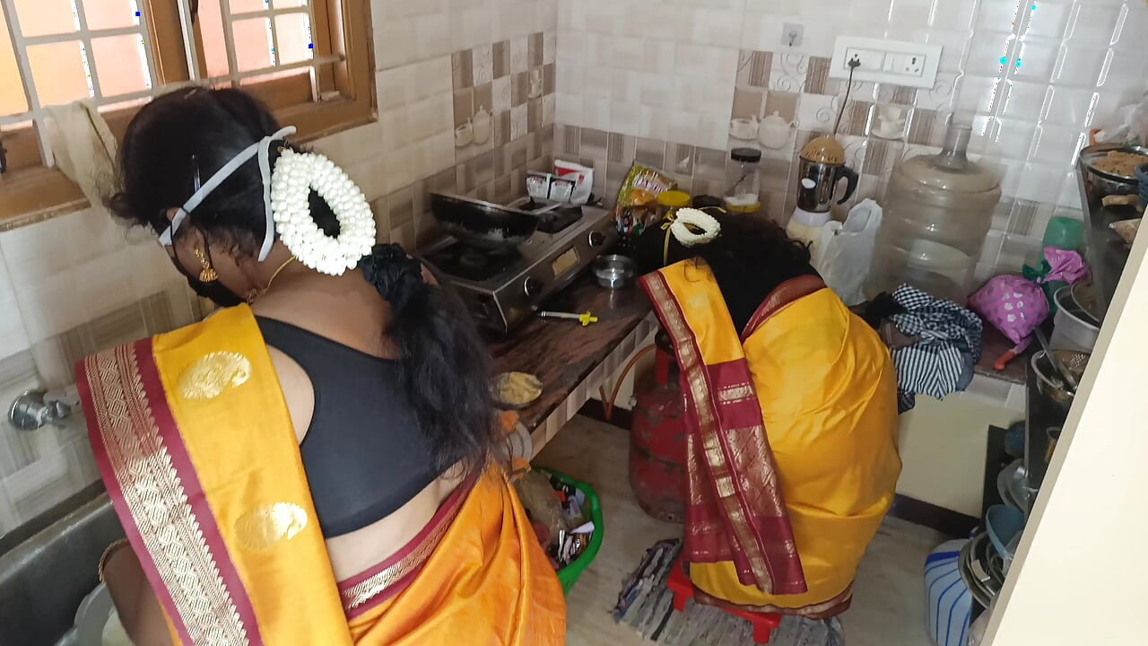 Housewife with step sister kitchen fucking