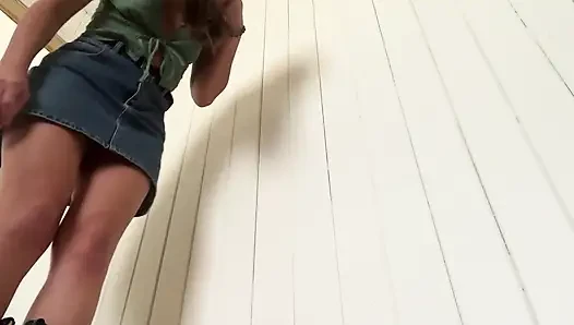 Giantess Cowgirl: Denim Skirt & Leather Boots Stomp