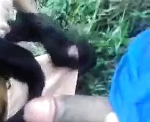Rural area girl giving BJ in public