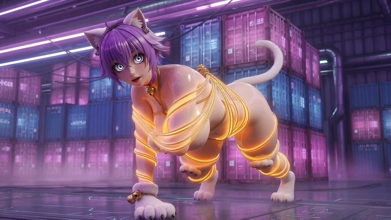 Shibari Catwoman 3D Hentai Ropes Suspension Big Tits Ass Fuck