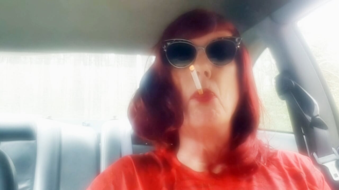 YOUR RED HEAD AUNT RUTHIE DESTROYS A MARLBORO 100 IN HER CAR