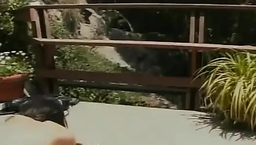 Erstklassige brünette schätzchen teilen sich den dildo im freien