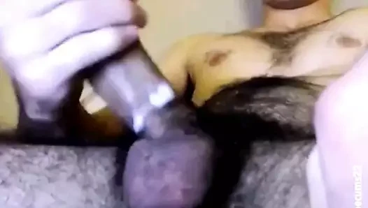 Pump porn video – hairy big dicked man pumps a load