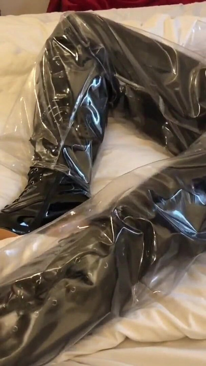 Thrilling moment from "Transparent PVC Plastic Fetish Masturbation"