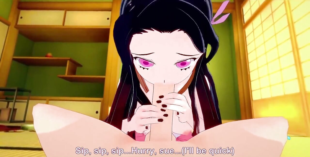 Nezuko en kimono cogiendo