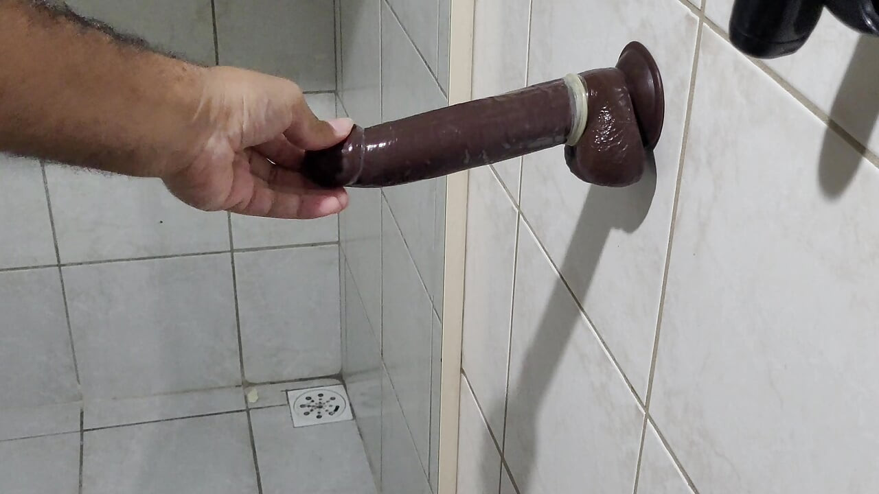 Trying the first dildo I got from a client – deep gagging & drooling mess