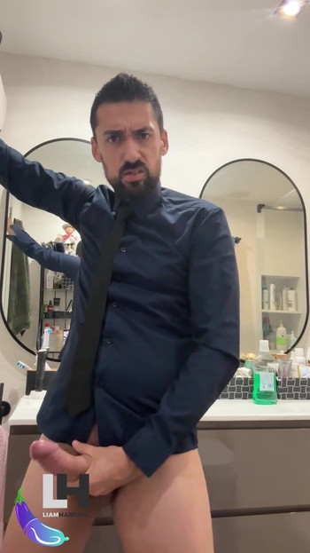 Unforgettable moment from "Suited Daddy Jerks Off and Blows a Massive Cumload"
