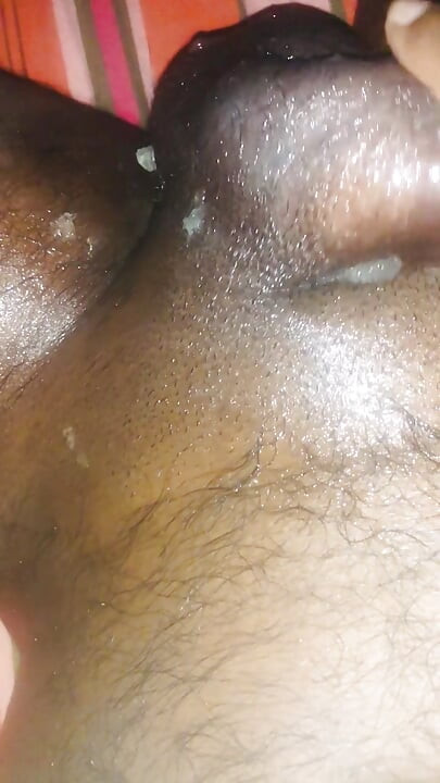Massage cock and cumshot on the bed before going to sleep