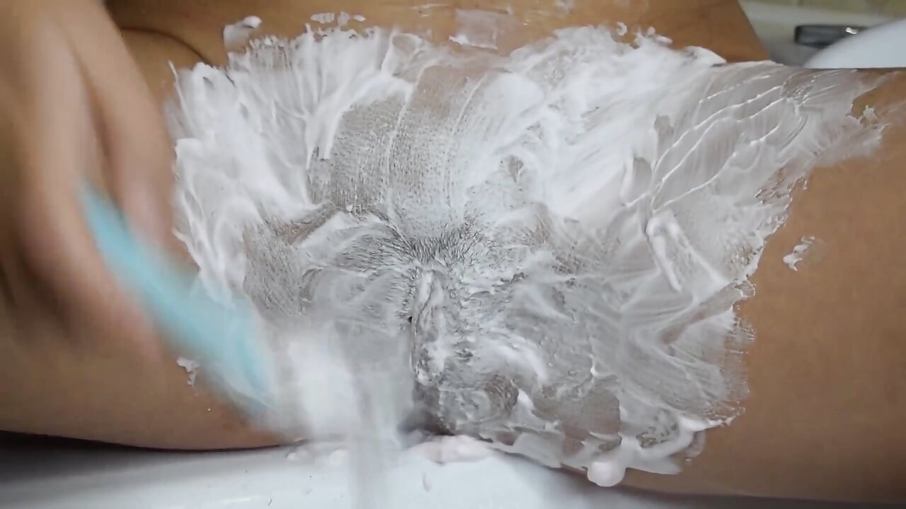 Shaving a Hairy Cunt with Watermelon Shaving Foam!