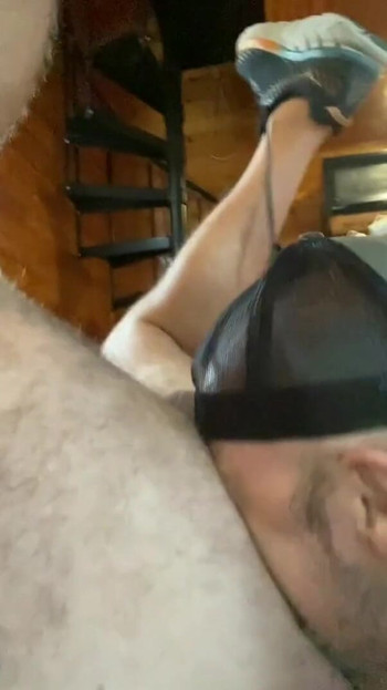 Jaw-dropping moment from "Hairy Dad busted jerking on front porch"
