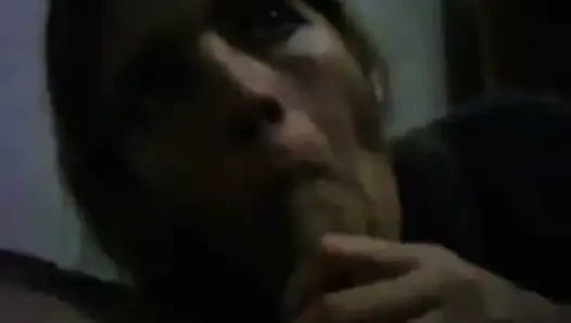 horny cute blonde wife sucks cock and receives cum in mouth