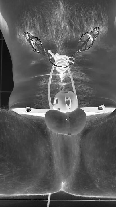 Multiple ruined orgasms in chastity cage with 30cm long penis plug
