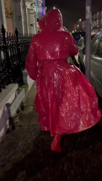 pvc plastic raincoat walk in public