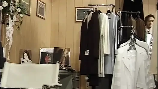Perfectly shaped German babe rides dick in the changing room