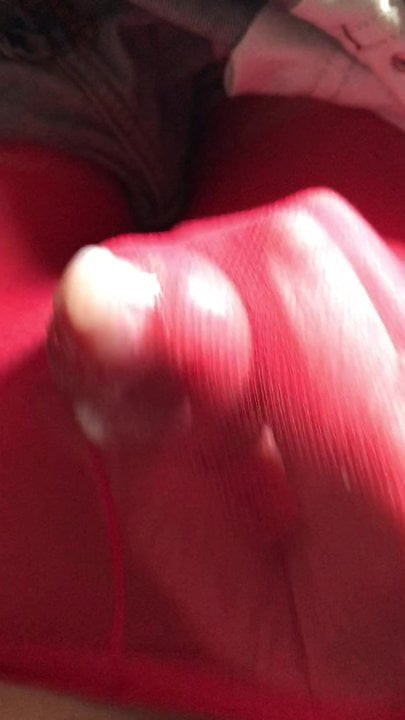 cumming in red tights