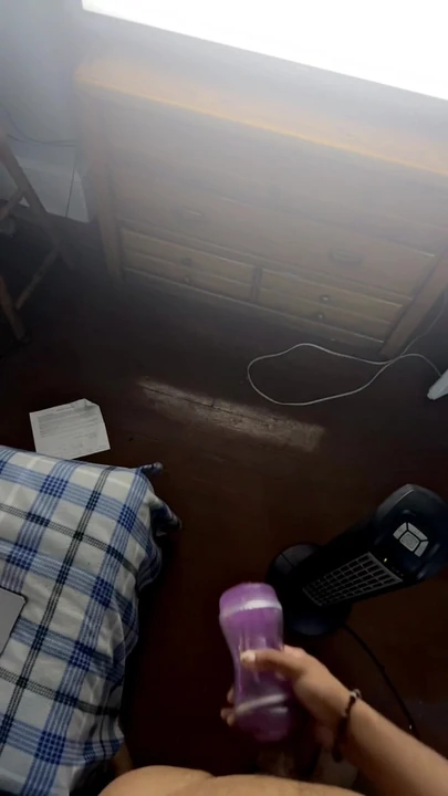 Uncut dominican fucks plastic pussy til he squirts BIG LOAD
