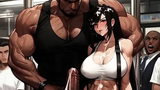 Tifa loves drinking strangers cum on the Midgar train