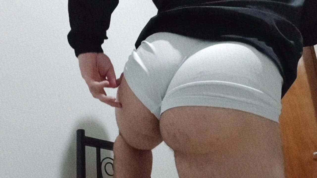 Showing my big ass only in white underwear