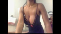 Big breasted ebony playing on cam (No sound) 2 of 2