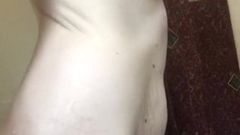 Skinny milf showing white naked body