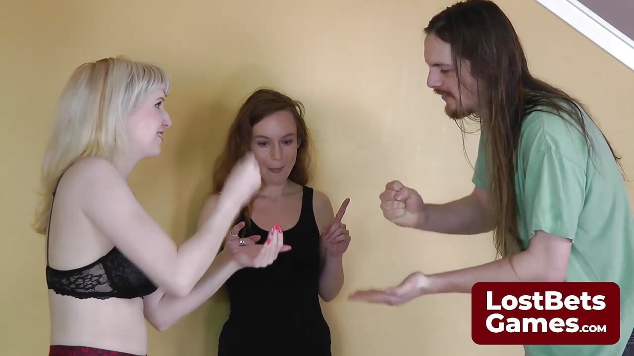 Clothes vanish in a steamy game of strip rock paper scissors
