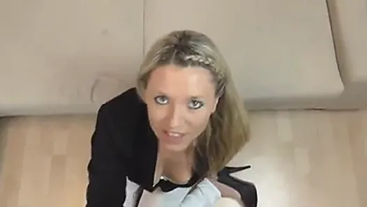 Blue eyed blonde Blowjob and Facial