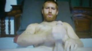 hung bearded red head cums a big load on cam