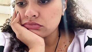 Gassy Milk-intolerant Girl on the Toilet and Farting