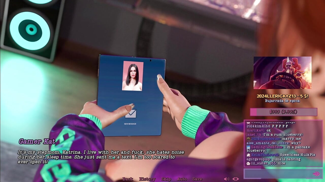 継母カトリーナが娘キャットの裸のストリーミングゲームをインターネットで見つかりました