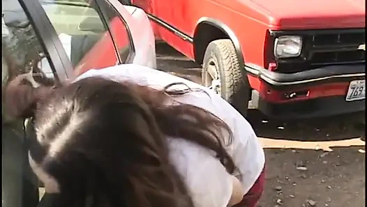 Brunette College Girl Gets Her Tight Box Stuffed with Hard Cock in Parking Lot