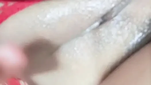 The stepsister's virgin pussy, I tease her with my huge cock and my tip