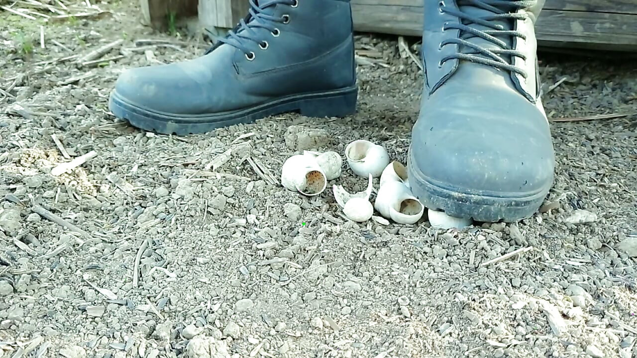Jerk off and Cum After Empty Shells Are Crushed by Boots
