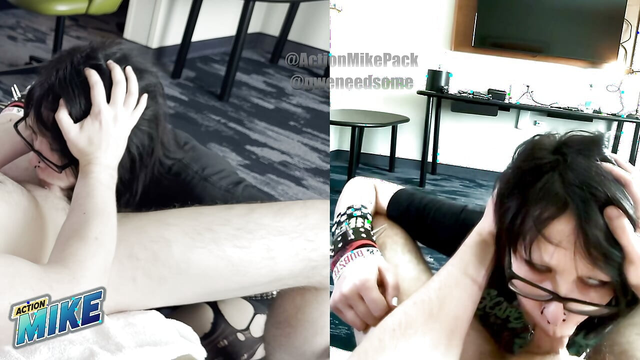 18yo Emo Dream Girl Gwen Shows Off Impossibly Sloppy Deepthroat and Ballsack Sucking