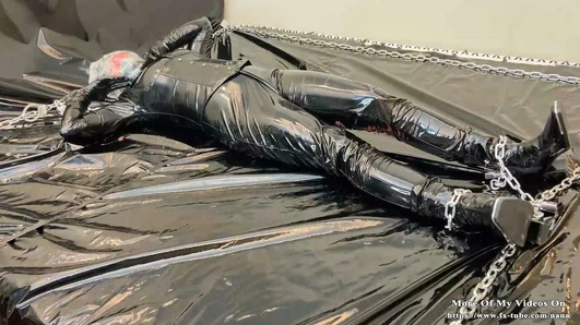 Fetish Full pvc bondage mummification play