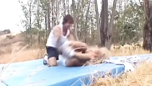 Perfect French babe fucked outdoors