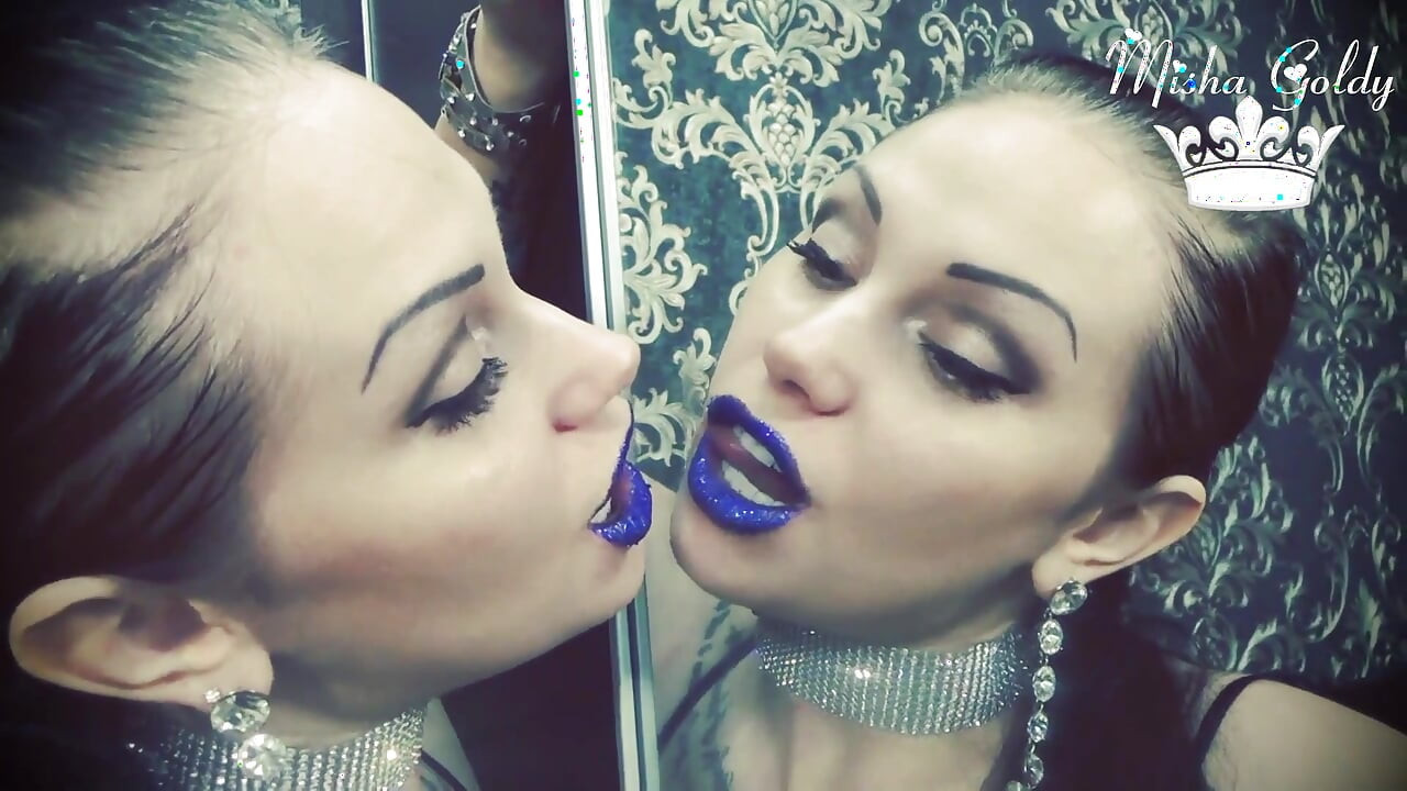 Glamorous blue glittery lips