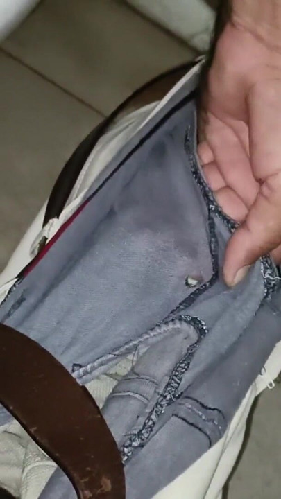 Iconic moment from "The condition of the luggage became such that I could not even caress it"