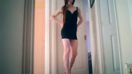 Sexy trap teases you in her black dress