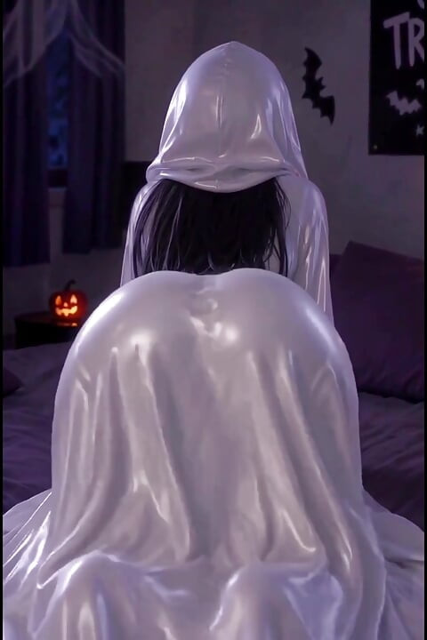 Spooky 3d anime ghosts woman masturbates to halloween