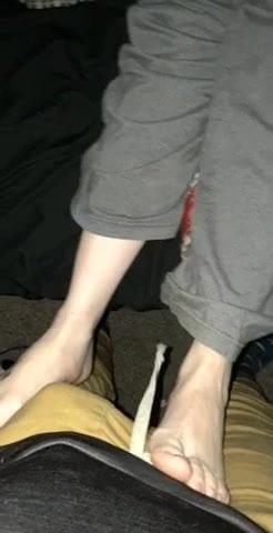 Girlfriend teasing my bulge with her feet