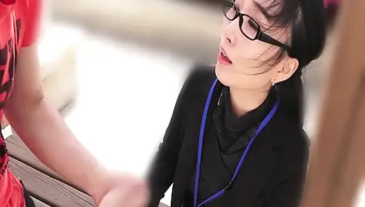 P117G03 A sullen erotic gap between a smart and intelligent bespectacled beauty is a hot SEX exchange!