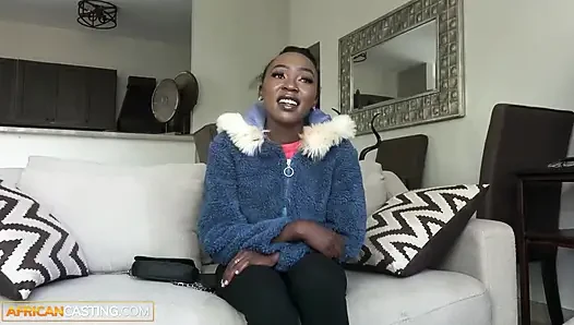 This HOMESCHOOLED EBONY TEEN said her parents were strict... ended up stretched wide on my couch